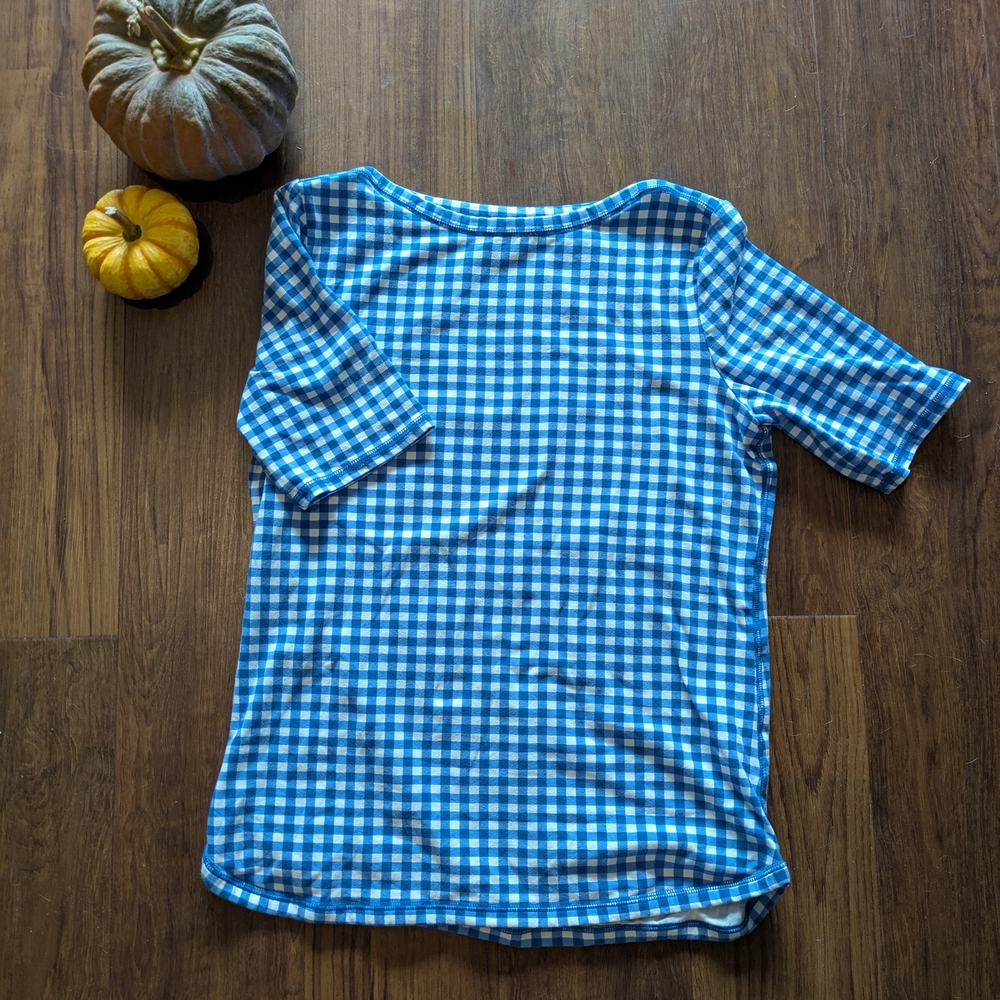 Talbots Blue and White Checkered Top